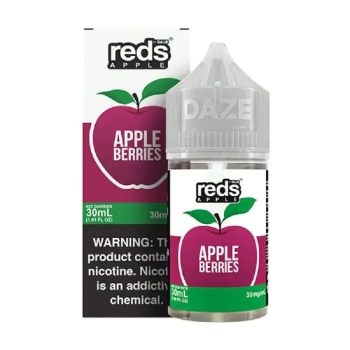 Bottle of Reds Apple Berries e-liquid with its packaging.