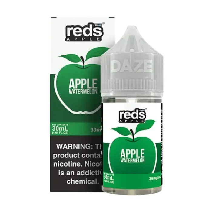 Bottle of Reds Apple Watermelon e-liquid with its packaging.