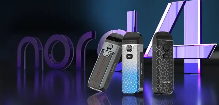 Colorful Smok Nord 4 80W Pod Kit showcasing portable vaping devices with mesh coil pre-installed.