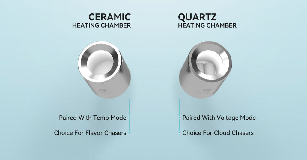 Two Releafy Torch replacement heating chambers, ceramic and quartz, for efficient vapor.