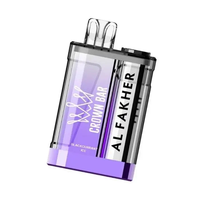 Rechargeable battery pack labeled ’Crown Bar’ and ’Alfakher’ with a purple base.