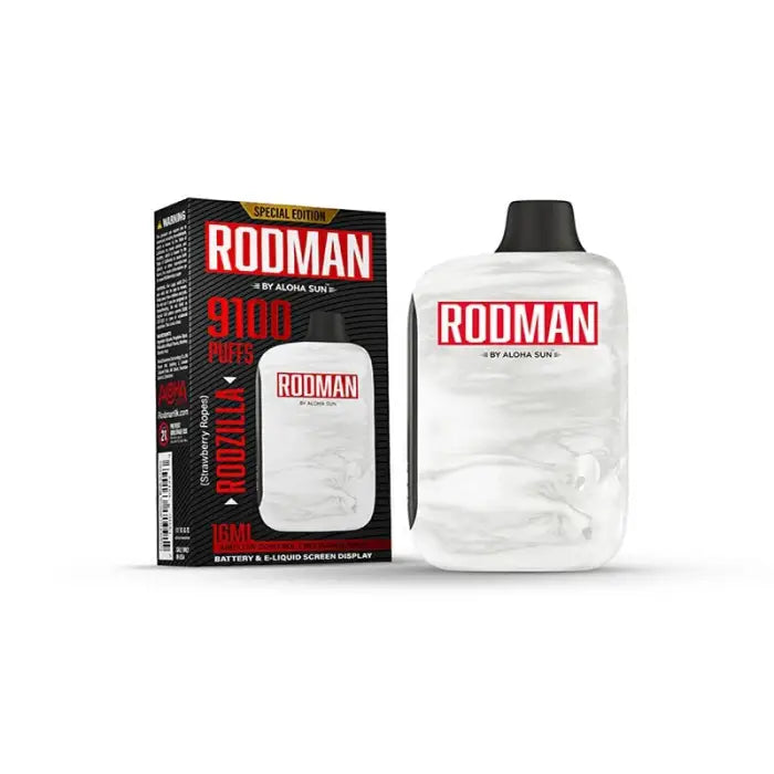 Bottle of Rodman-branded cologne or perfume with its packaging box.