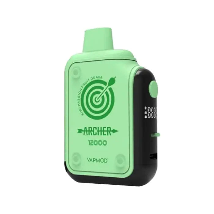 Mint green and black electronic vaping device with ’Archer’ branding and a target logo.