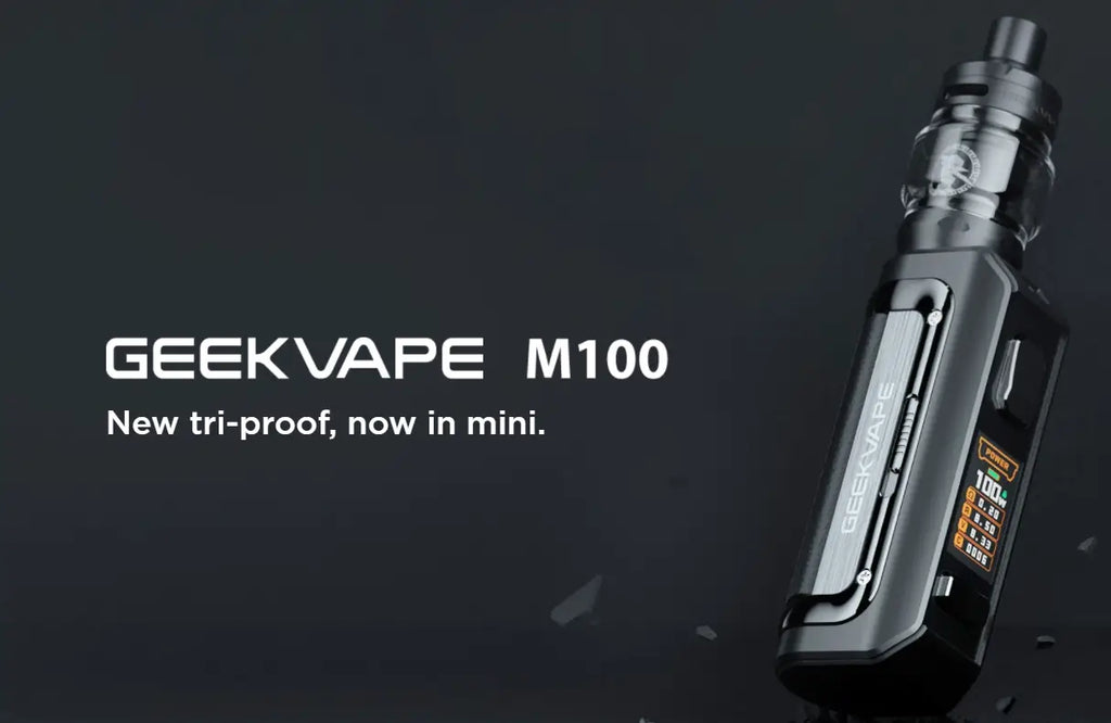 Sleek Geekvape M100 Aegis Mod with IP68 rating and built-in 2500mAh battery.