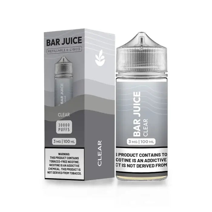 Bottle of ’Bar Juice’ e-liquid with its packaging box.