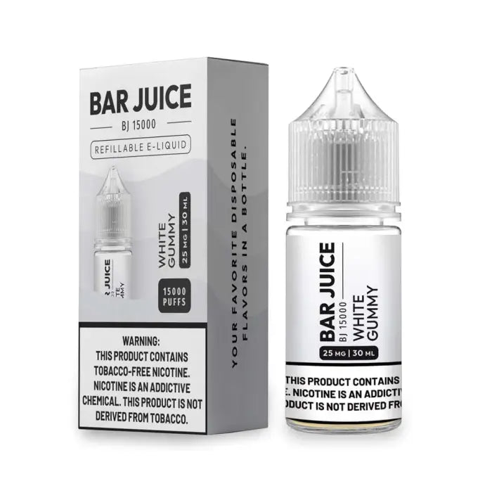 Bottle of ’Bar Juice’ e-liquid with its packaging box.