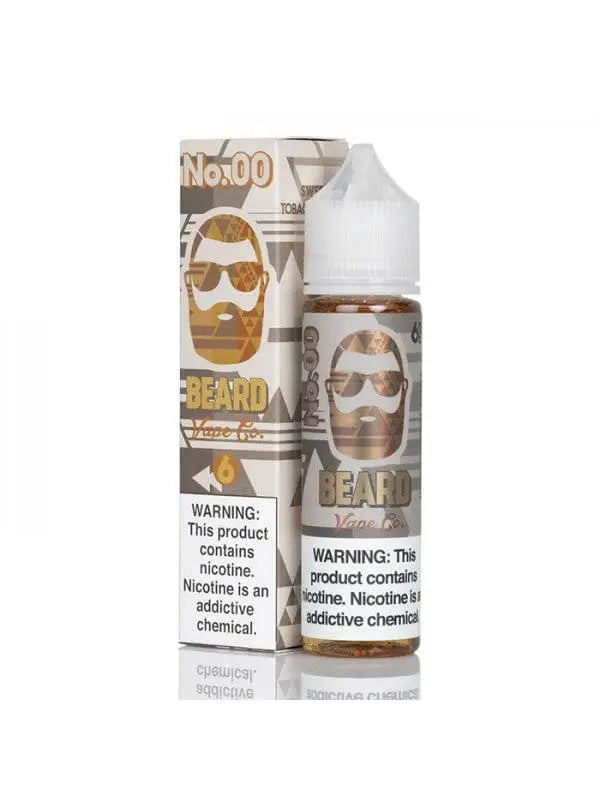 E-liquid bottle with a label featuring a stylized face wearing sunglasses.