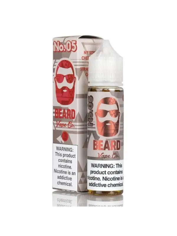 E-liquid bottle with ’Beard’ branding and a stylized face logo.