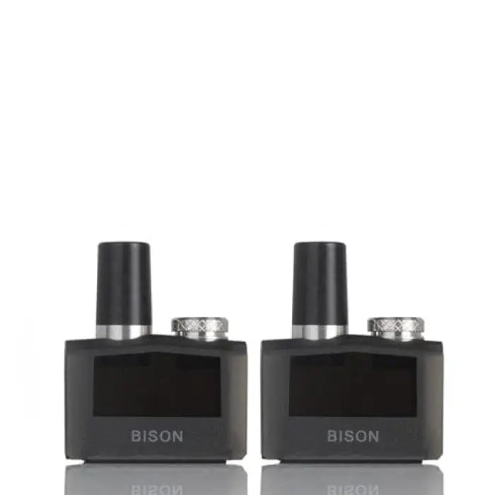 Two black rectangular vaping devices or pod systems labeled ’BISON’.