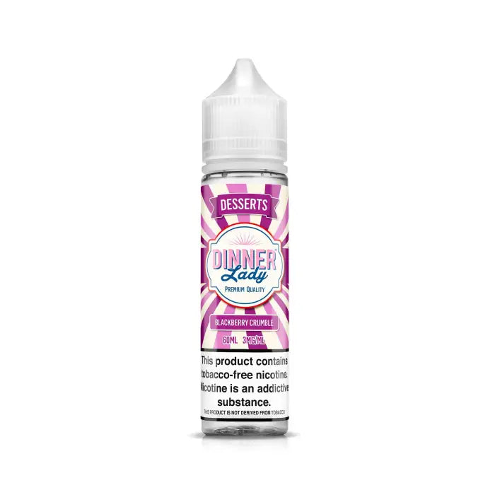 Bottle of ’Dinner Lady’ dessert-flavored e-liquid for vaping.