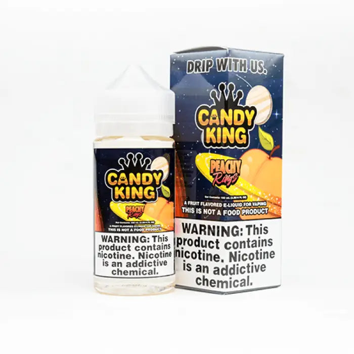 E-liquid or vape juice product called ’Candy King’ with prominent nicotine warnings.