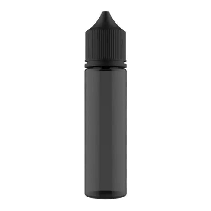 Black cylindrical bottle with a tapered top cap.