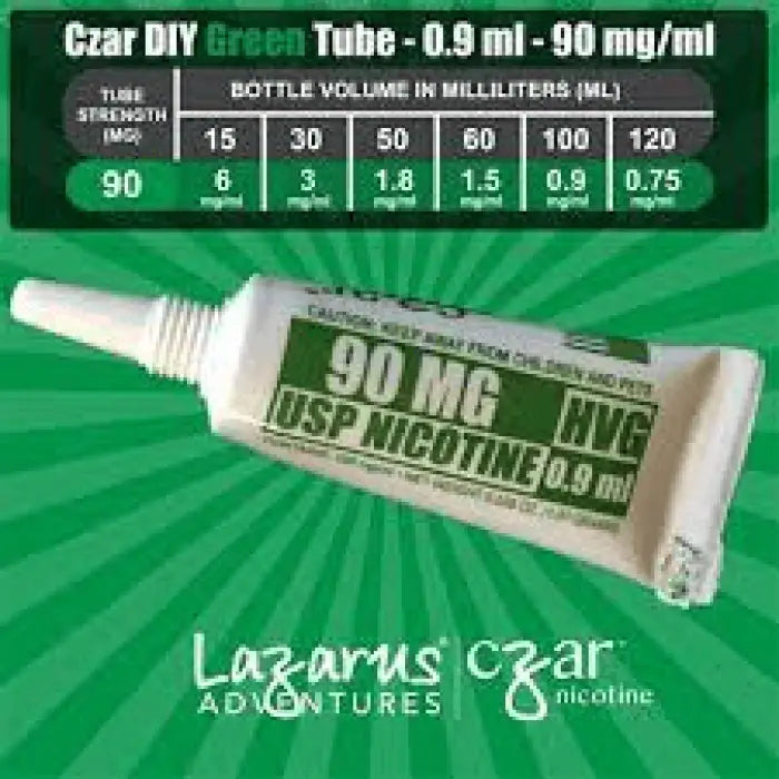 Tube of concentrated nicotine liquid labeled ’90 MG NIC’ for DIY e-liquid mixing.