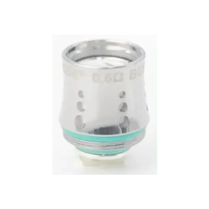 Vaping coil or atomizer head with a turquoise base ring.