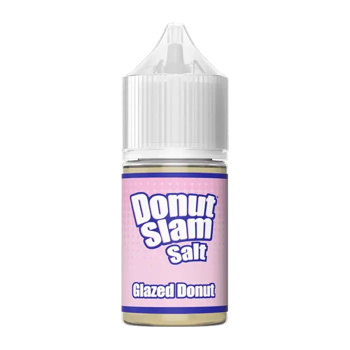 Bottle of ’Donut Slam Salt’ e-liquid in Glazed Donut flavor.