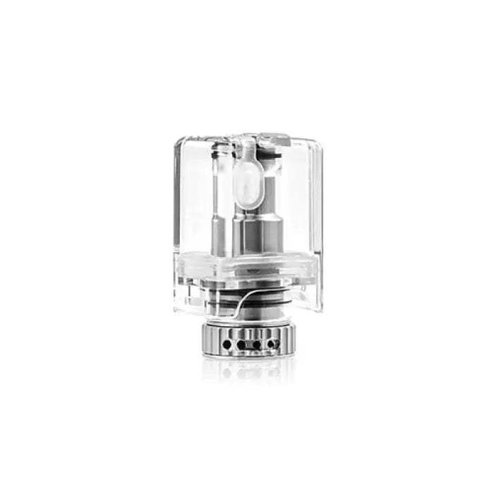 Clear plastic and metal vaping device component or atomizer.