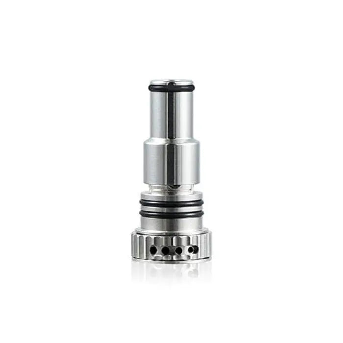 Metallic cylindrical vaping device component or atomizer.