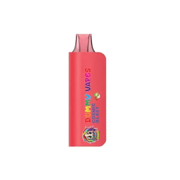 Pink vaporizer device with colorful text and a cartoon logo.