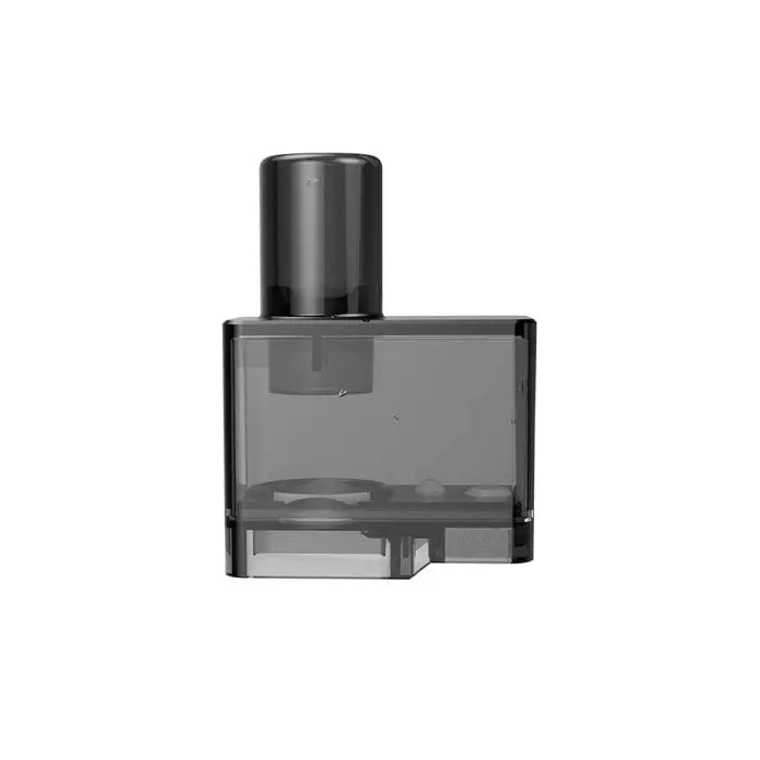 Rectangular transparent cartridge or pod with a black mouthpiece on top.