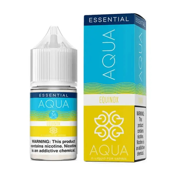 E-liquid bottle and packaging for Essential Aqua Flow Mix flavor.