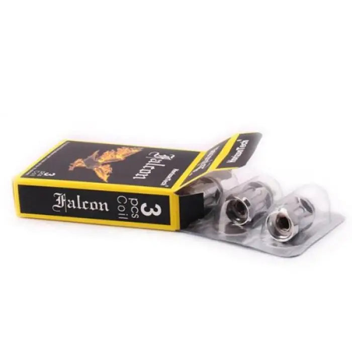 Falcon brand vape coil pack with replacement coils visible.