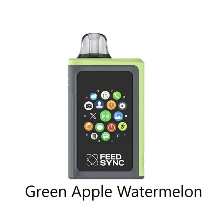 Electronic device with a screen displaying colorful app icons and a green exterior.