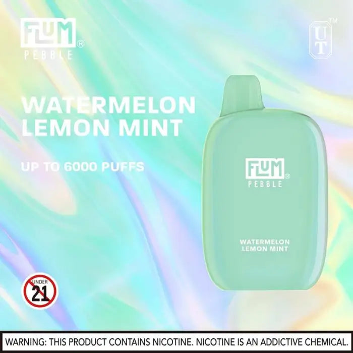 Mint green vape device with ’Watermelon Lemon Mint’ flavor labeling.