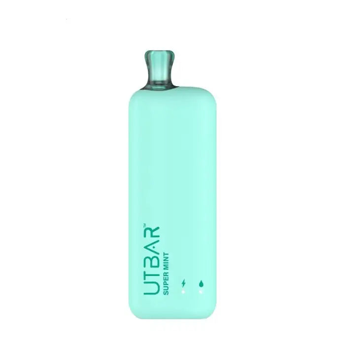 Mint green reusable water bottle with ’UTBAR’ branding.