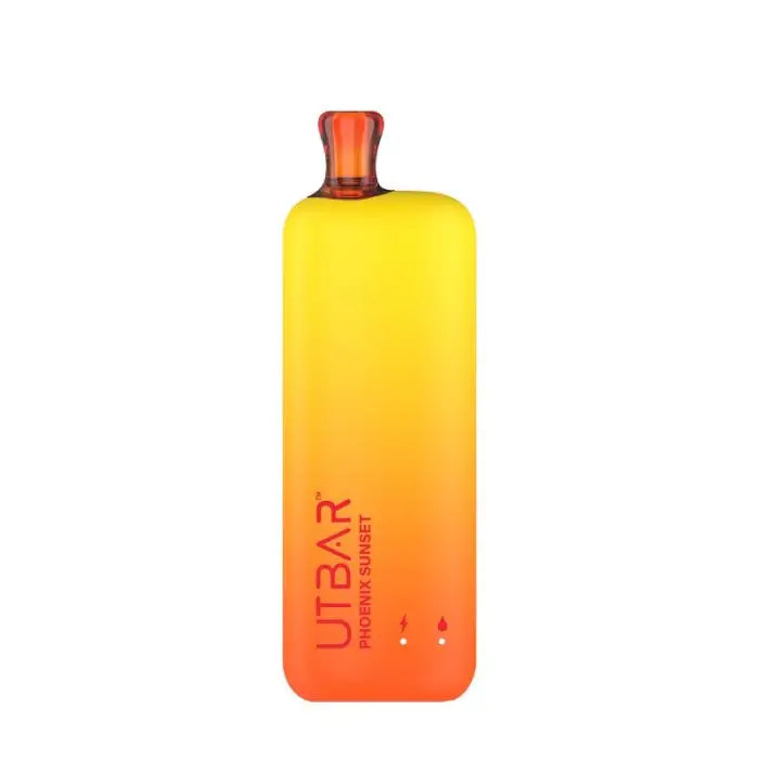 Bright yellow and orange gradient bottle with a red cap and ’UTBAR’ text on the side.