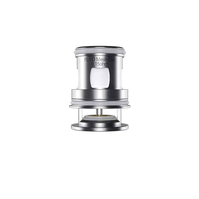 Metallic cylindrical vaping coil or atomizer component with multiple sections.