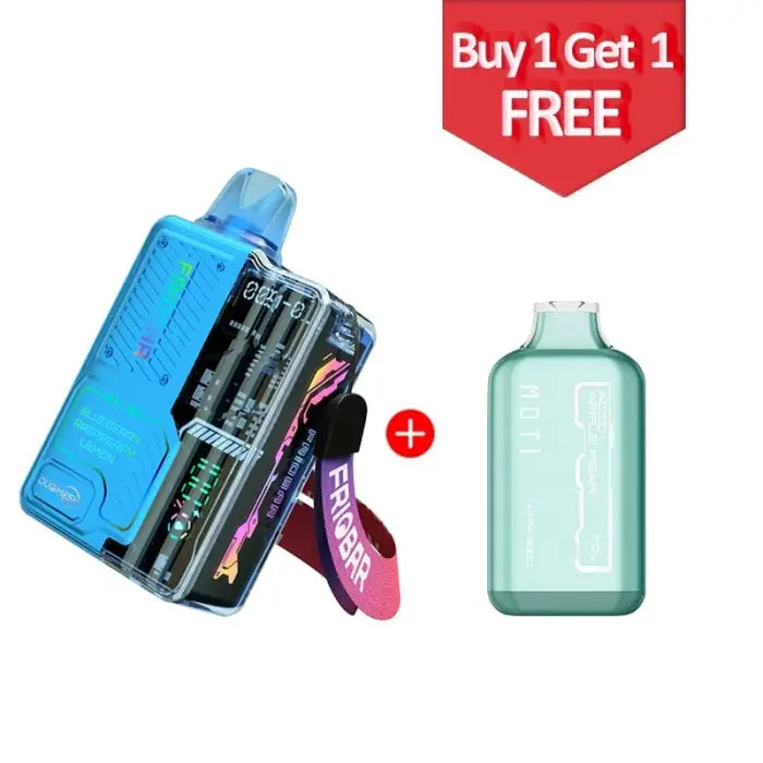 Transparent blue plastic case containing various dental hygiene tools and accessories, with a separate mint green bottle.