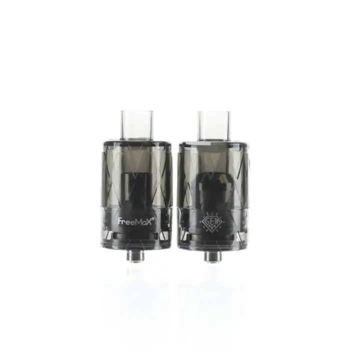 Two cylindrical vaping atomizers or tanks with transparent outer casings.