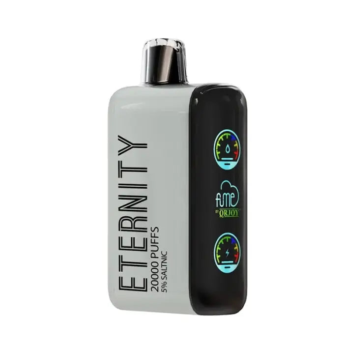 Bottle of Eternity cologne or perfume with an attached electronic device displaying colorful gauges.