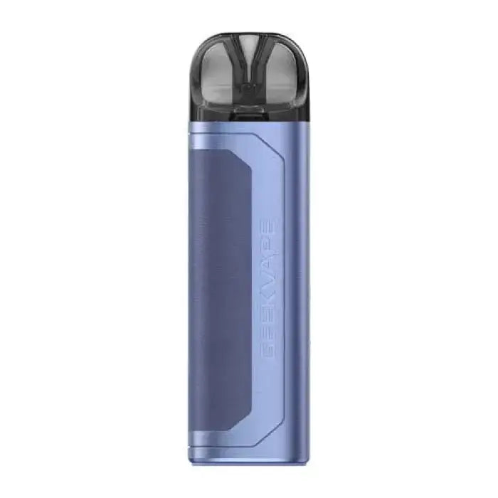 Blue and black electronic vaping device or e-cigarette.