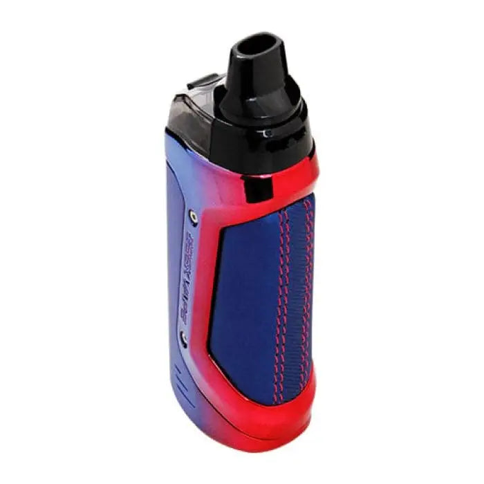 Colorful electronic vaping device or pod system with a contoured shape.