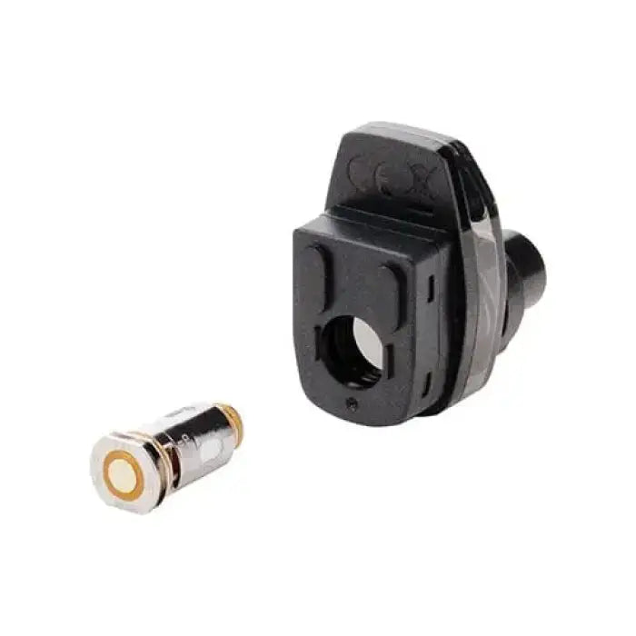 Black plastic mounting bracket or clamp with a circular opening.