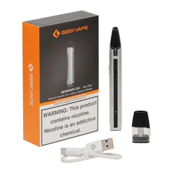 Electronic cigarette or vaping device with its packaging and accessories.