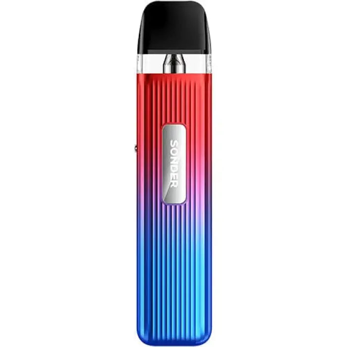 Vape pen or e-cigarette with a colorful gradient body from red to blue.