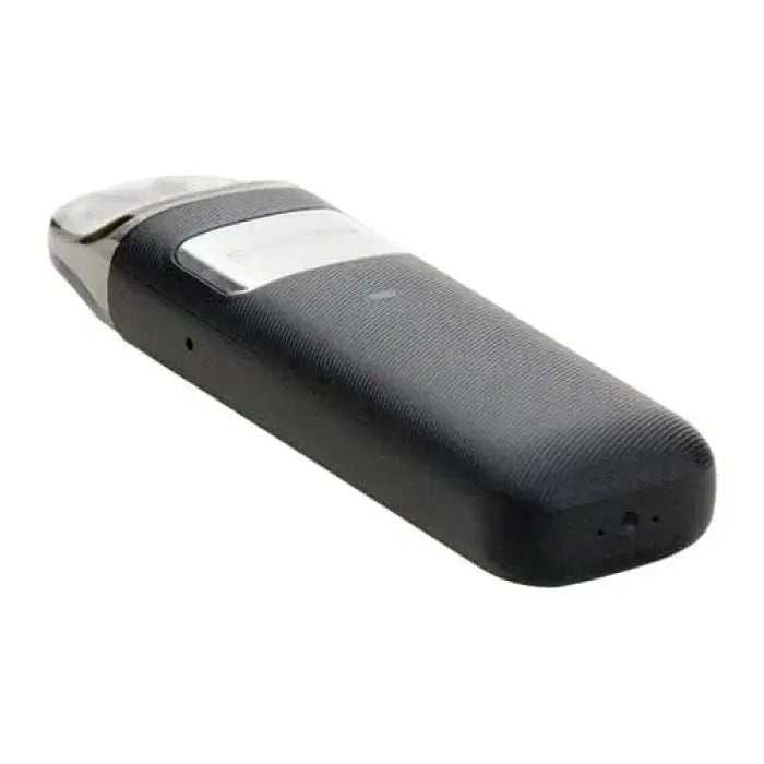 Sleek black and silver electronic device resembling a USB flash drive or vape pen.