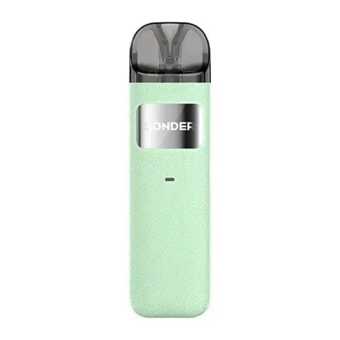 Mint green electronic vaping device with ’ONDER’ branding.