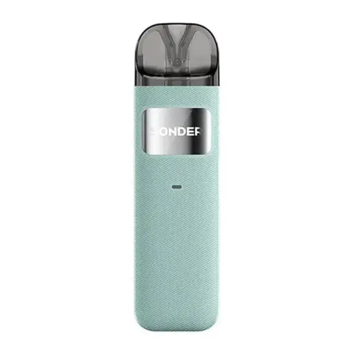 Mint green electronic vaping device with ’UNDEF’ branding.