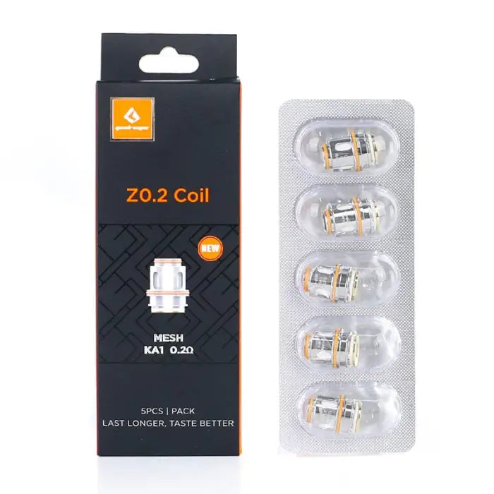 Replacement coils for an electronic vaping device, packaged in a box and blister pack.