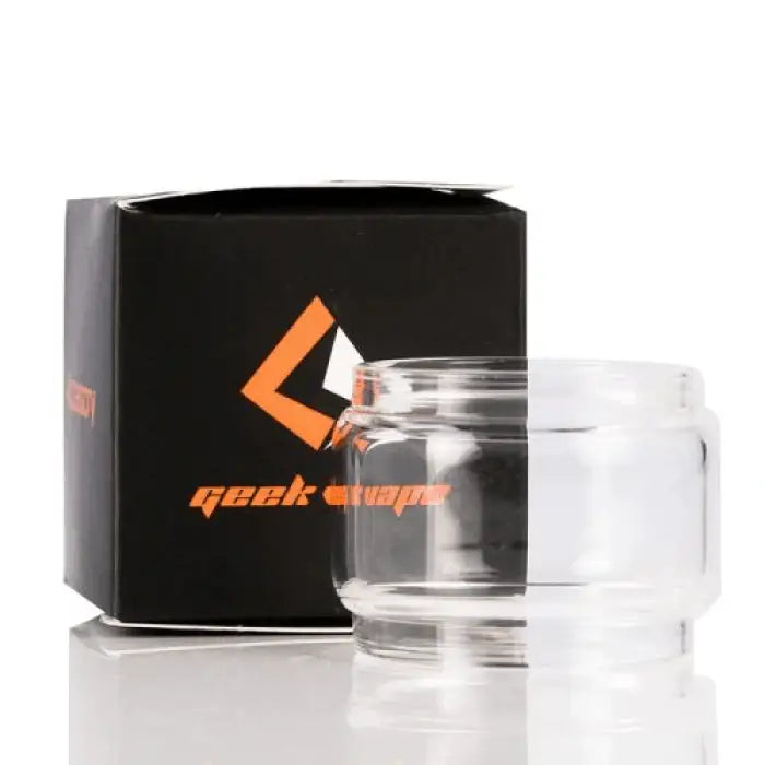 Glass replacement tube or bubble tank for a vaping device, with its product packaging visible.