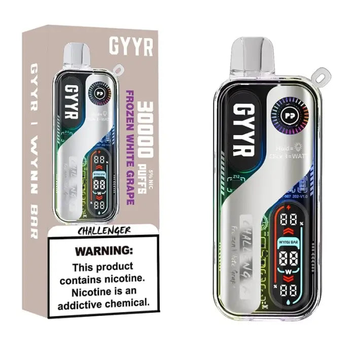 Electronic vaping device with a digital display and colorful packaging.