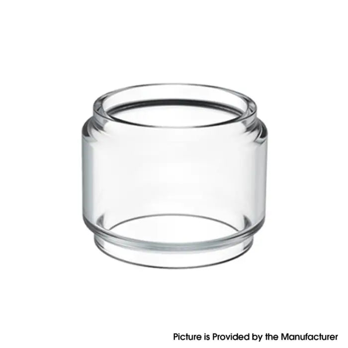 Clear glass cylindrical tube with rounded edges at both ends.