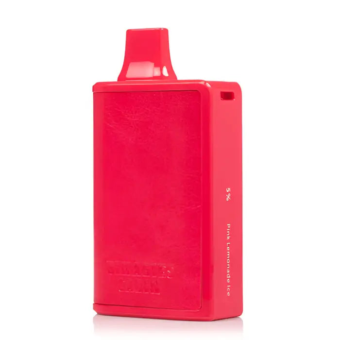 Bright red rectangular electronic device with a mouthpiece on top.