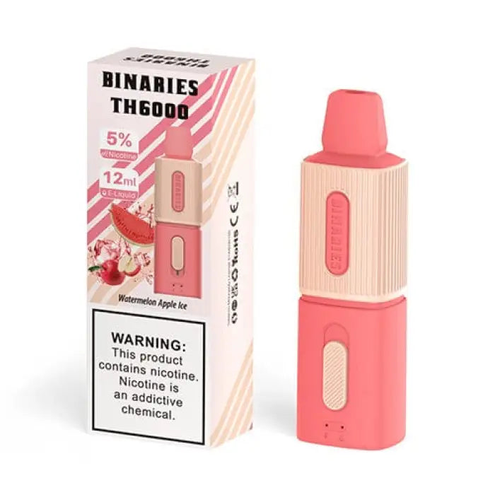 Pink and beige electronic vaping device with its product packaging.