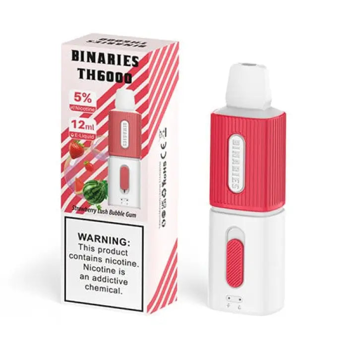 Disposable e-cigarette or vape device with its packaging box.