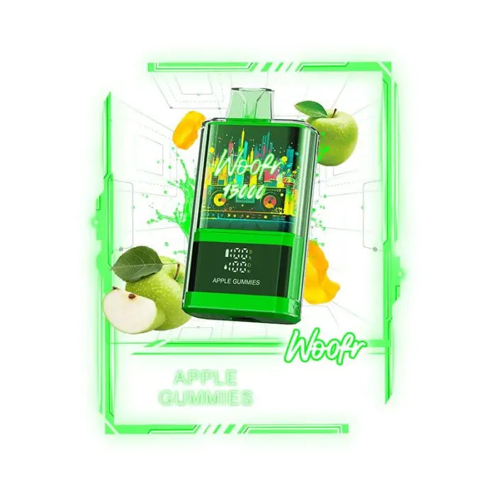 Green electronic device resembling a vape or e-cigarette with ’Juicy Juice’ text displayed.