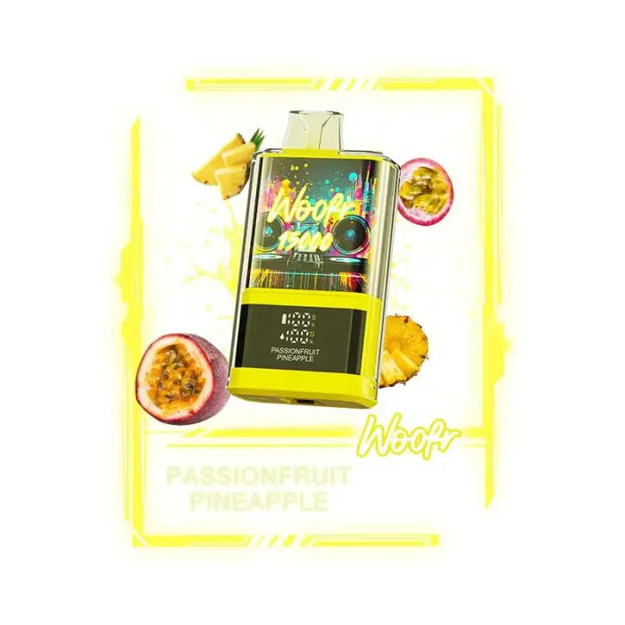 Yellow portable music player surrounded by tropical fruit slices.